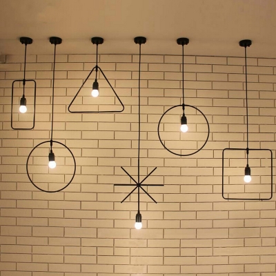 vintage geometric art pendant lights nordic simple loft industrial wrought iron e27 pendant lamp for restaurant bar sitting room