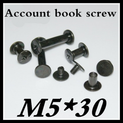 100pcs/lot m5*30 steel with black oxide po album screw, books butt screw, account book screw, book binding screw