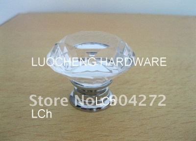 10PCS/LOT FREE SHIPPING 40MM CUT CRYSTAL KNOBS ON A CHROME ZINC BASE [Crystal Cabinet Knobs 171|]