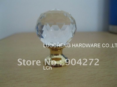 10PCS/LOT FREE SHIPPING CRYSTAL KNOB WITH GOLD BRASS BASE II [Crystal Cabinet Knobs 143|]