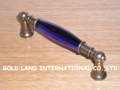 128mm L145xH40mm Free shipping crystal glass bronze-coloured furniture handle