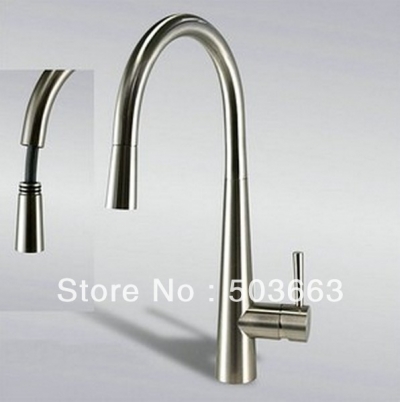16" Pull Out Spout Kitchen Sink Faucet Brushed Nickel Mixer Tap Faucet K-0532 [Nickel Brushed Faucet 2043|]