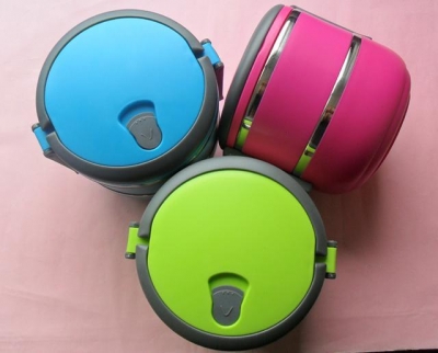 1p stainless steel environmental quality plastic two layers student lunch boxes FREE SHIPPING [Kitchenware 96|]