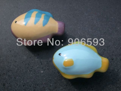 24pcs lot free shipping Porcelain blue fish cartoon cabinet knob\\cartoon knob\\porcelain knob\\drawer knob [Porcelain cartoon furniture knob]