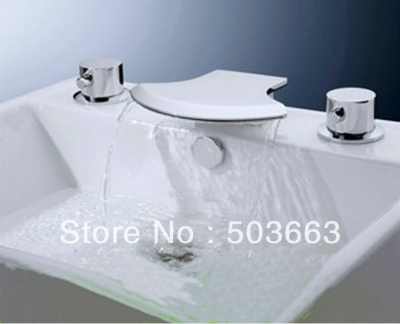 5 Pisces Waterfall Bathroom Basin Mixer Tap Bathtub Three Piece Faucet Set YS-8912k