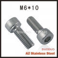 50pc din912 m6 x 10 screw stainless steel a2 hexagon hex socket head cap screws