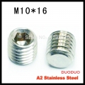 50pcs din913 m10 x 16 a2 stainless steel screw flat point hexagon hex socket set screws