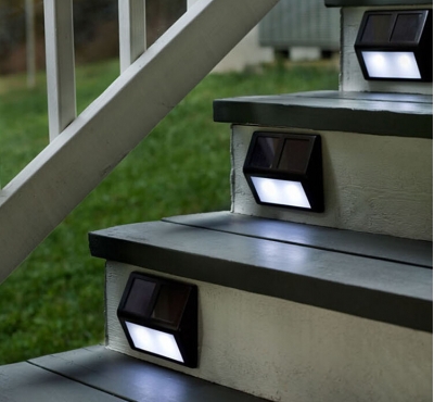 6pcs/lot solar powered staircase light,stainless outdoor step light,2 led solar wall/street light
