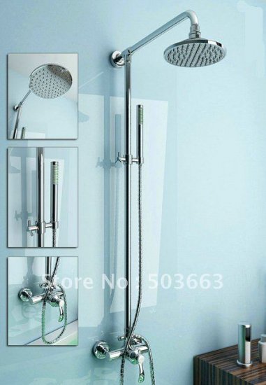 8" Bathroom Rainfall Wall Mounted With Hand held Shower Head Faucet Set CM0442 [Shower Faucet Set 2187|]