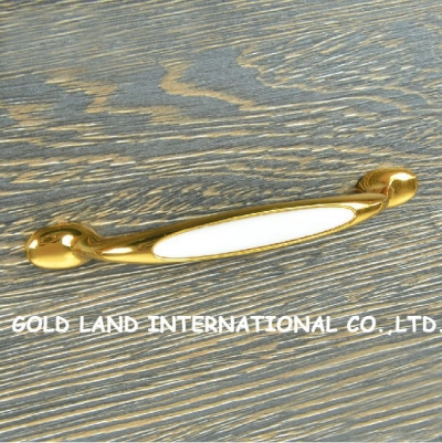 96mm Free shipping zinc alloy ceramic 24K golden color furniture handle
