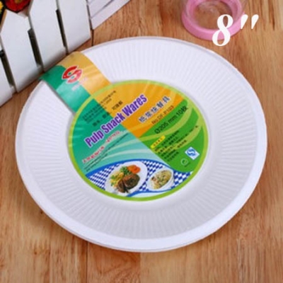 Biodegradable Disposable Plate 8" Pulp Snack Plate Water&Oil Proofing Eco-Friendly