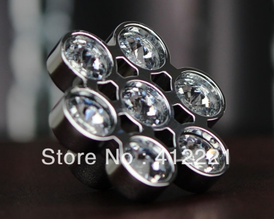 Free Shipping 10pcs Flower Zinc Alloy Hardware Pull Handle Crystal Glass Round Bead Furniture Drawer Knob