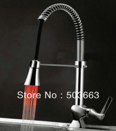 LED pull out basin kitchen faucet mixer tap 3 colors b087