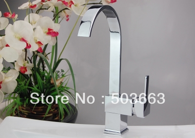 New Concept Chrome Finish Solid Brass Kitchen Sink Faucet Swivel Mixer Rotation Tap D-0111