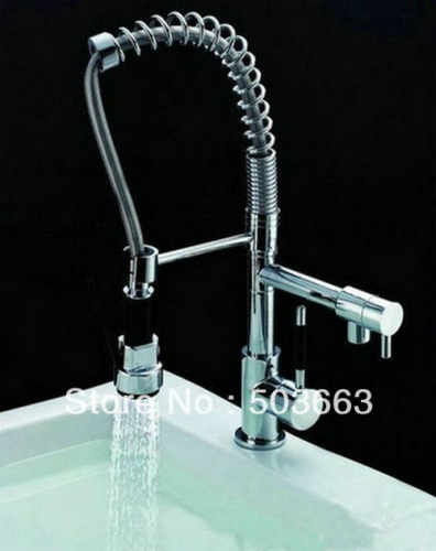 New Single Handle Spray Swivel Chrome Kitchen Brass Faucet Basin Sink Pull Out Spray Mixer Tap S-748
