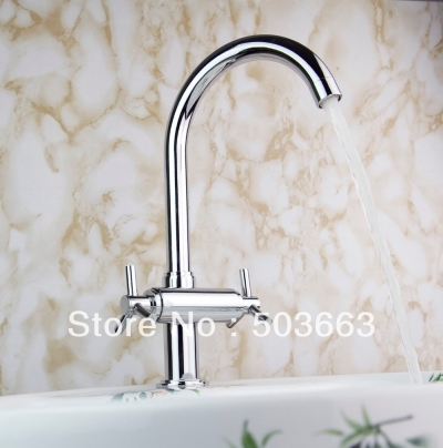 New Wholesale Double Handle Kitchen Swivel Basin Sink Vessel Faucet Vanity Faucet Brass Mixer Tap Chrome Crane S-8509