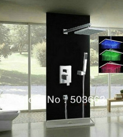 Wholesale 12" LED Rainfall Shower Head with Diverter Handle Spray Shower Set S-598