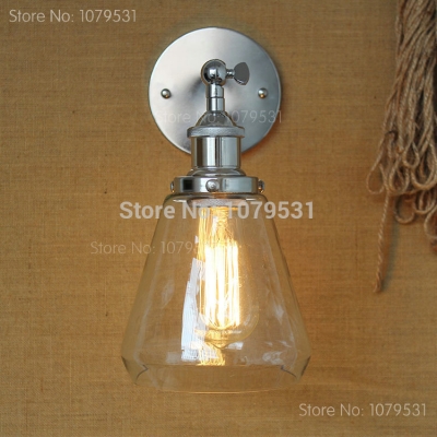 american country loft wall lamps vintage transparent glass lampshade golden home lighting for living room,bedroom