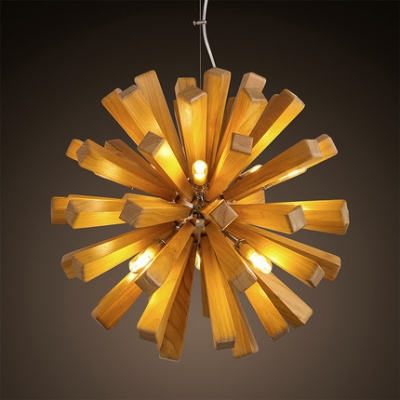 creative wood lamp chandeliers modern wooden chandelier g9x10 bulbs kitchen/dinning room hanging light d55cm ac100-240v