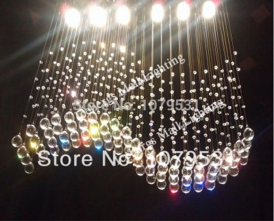 [l120cm*w20cm*d120cm] modern crystal dining ceiling lamp crystal wave gu10 * 6pcs chandelier light