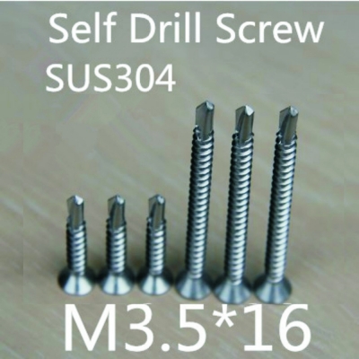 m3.5*16 stainless steel 304 pbillips countersunk self drill screw