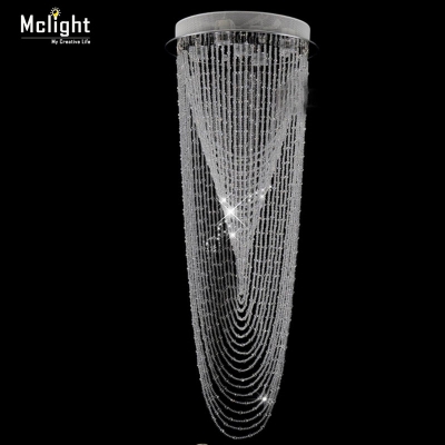 modern crystal curtain chandelier light fixture for lobby, staircase, stairs, foyer large crystal lighting different sizes