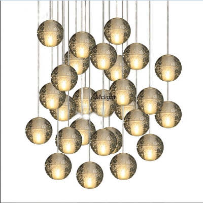 modern new meteor crystal ceiling lights lustres de cristal lamp polished chrome stainless base (bulbs included) 30 lights