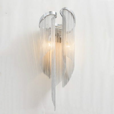 silver chain modern design arandelas de parede terzani atlantis stream mirror wall light bathrooom lighting