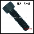 100pc din912 m2.5 x 5 grade 12.9 alloy steel screw black full thread hexagon hex socket head cap screws