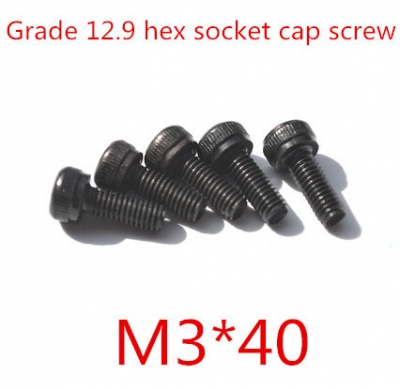 100pcs din912 grade 12.9 m3*40 alloy steel with black hexagon socket head cap screw [screw-129]