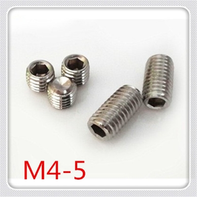 100pcs/lot din916 m4*5 stainless steel 304 hex socket set screw with cup point(grub screw )