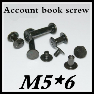 100pcs/lot m5*6 steel with black oxide po album screw, books butt screw, account book screw, book binding screw