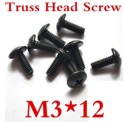 100ps/lot steel with black m3*12 truss head screw [screw-1395]