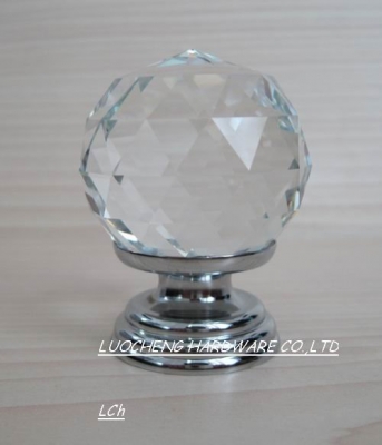 50PCS/LOT FREE SHIPPING 40MM CLEAR CRYSTAL CABINET KNOB ON A CHROME BRASS BASE