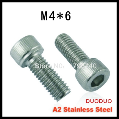 50pc din912 m4 x 6 screw stainless steel a2 hexagon hex socket head cap screws