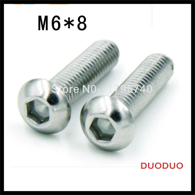 50pcs iso7380 m6 x 8 a2 stainless steel screw hexagon hex socket button head screws