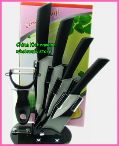 5pcs gift set , 3 inch+4 inch+5 inch+6 inch+Knife holder Ceramic Knife sets with color box, CE FDA certified