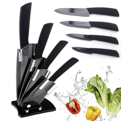 Black Blade 5PCS/set , 3"/4"/5"/6Knife holder Mirro Ceramic Knife sets with color box, CE FDA certified