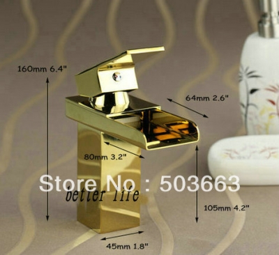 Deck Mounted Golden Polish Finish Basin Mixer Basin Mixer Sink Tap Basin Faucet Vanity Faucets L-0185