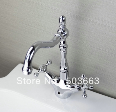 Double Handle New Design Surface Chrome Finish Kitchen Swivel Faucet Mixer Taps Vanity Brass Faucet L-9013
