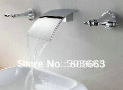 Free Ship 3 Piece Set Waterfall Wall Mounted Faucet Brass Material Bathroom Polished Chrome Mixer Tap CM0334