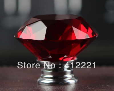 NEW Design Free shipping 10X30mm Natural Red Diamond K9 Crystal Wardrobe Knob without lock with Dia.4*25mm antirust Screw