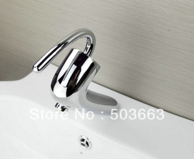 Novel Design Single Handle Deck Mounted Bathroom Basin Brass Mixer Taps Vanity Faucet Chrome L-6056
