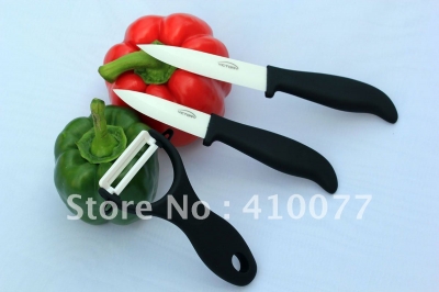 VICTORY ,3PCS/set, 3 inch+4 inch+peeler Ceramic Knife sets with Retail package, CE FDA certified(Free Shipping)