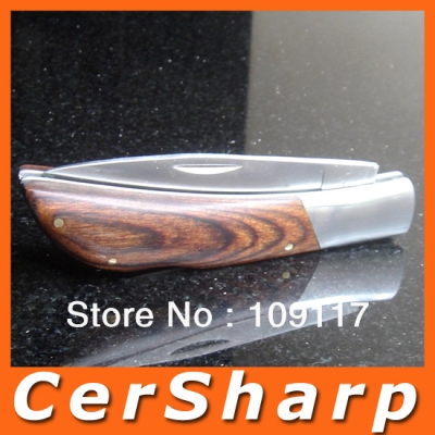 Wholesale - Free Shipping Outdoor Travel Wood Handle Stainless Steel Folding Pocket Knife # 730FW