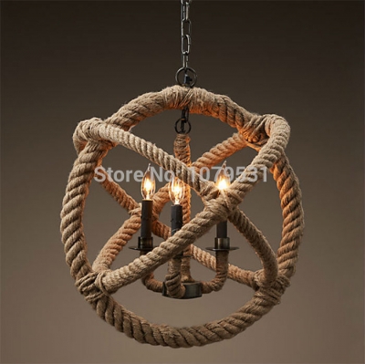 american style hemp rope pendant light personalized rustic twiner spherical pendant lamps dining room light bar light