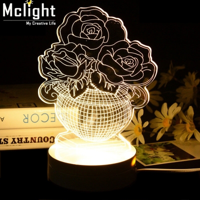 christmas decoration 3d flower table lamp bedside led night light for baby desk romantic atmosphere lamp for girlfriend