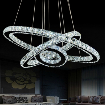 diamond ring led crystal chandelier light modern led lighting circles lamp dia80*60*40cm 110v-220v