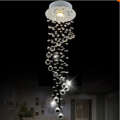 modern clear waterford spiral sphere led lustre crystal chandelier ceiling lamp home decor suspension pendant lamp fixture light