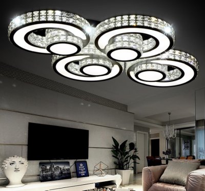 new arrivel modern crystal ceiling lighting remote control 3 colors adjustable plafondlamp creative living room light fixture